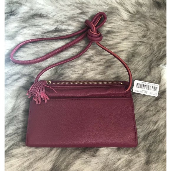 FOSSIL Sophia Wallet Crossbody Purse Pink Raspberry Wine Leather - Picture 5 of 8